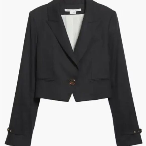 Veronica Beard Girard Linen Blend Crop Jacket in Black size 6 NWT $598 - Picture 4 of 8